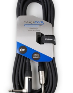 Stagecore 140 6m 6.35mm Mono Jack Plug - 6.35mm Right Angled Mono Jack Plug Instrument Cable