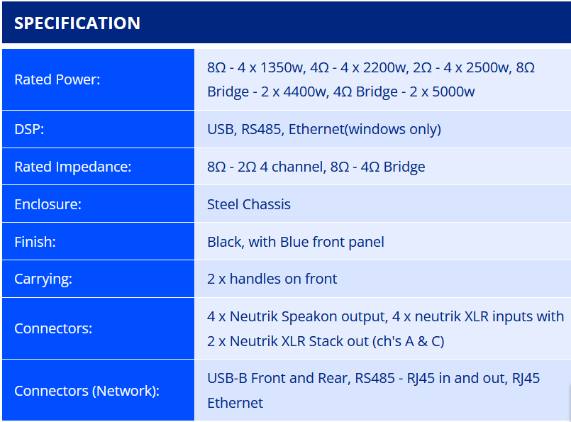 APT-GB QDSP-10K 4 x 2500w Class TD Amplifier with onboard DSP